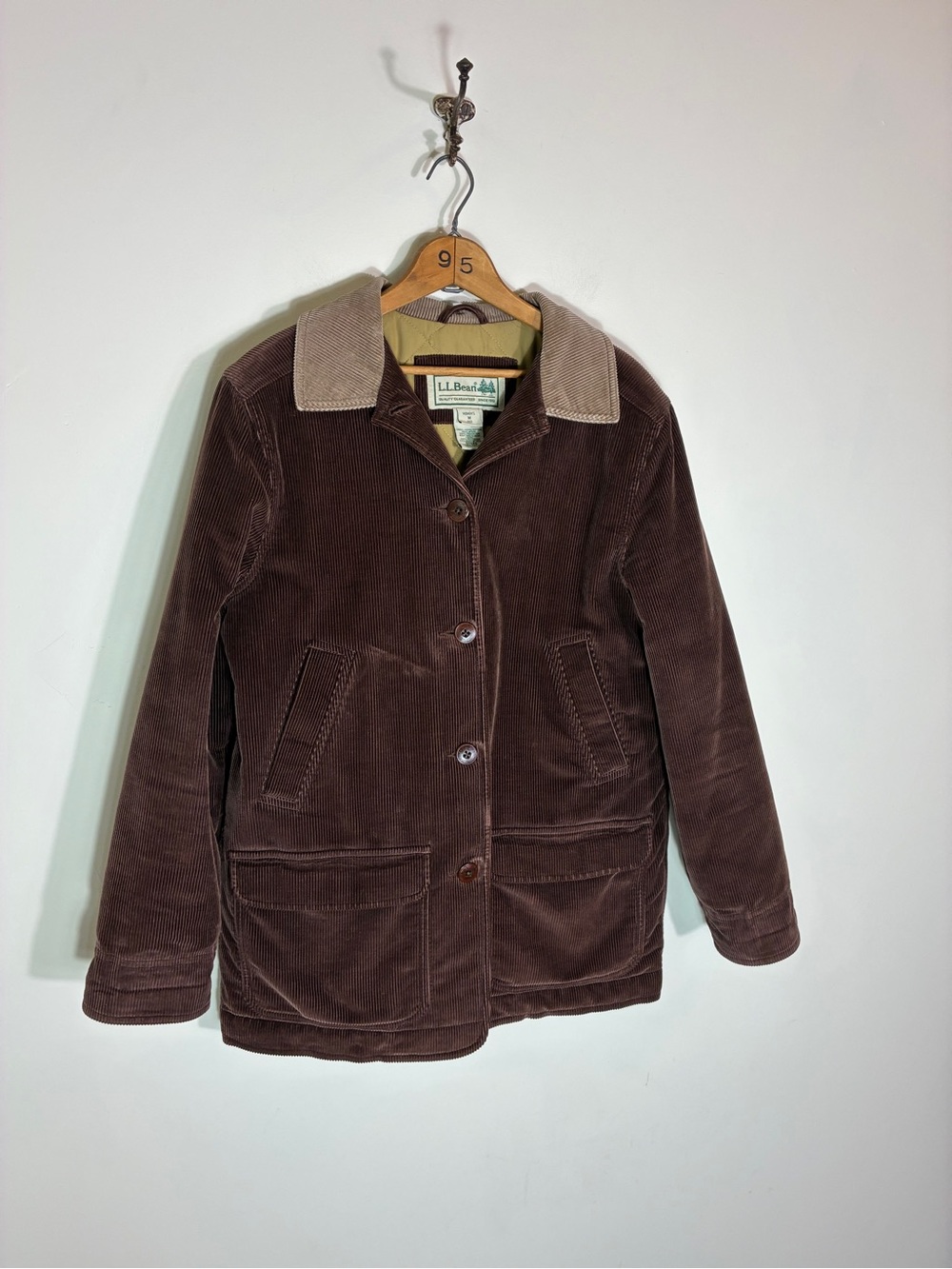 LL Bean Women’s Brown Insulated Corduroy Barn Coat Size M - Picture 7 of 7